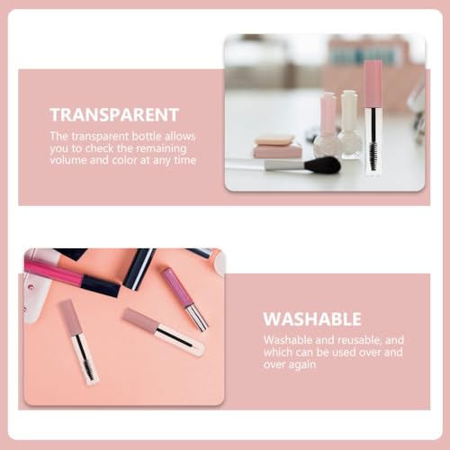 10-Pack Pink Empty Mascara Tubes 0.17Oz Refillable Eyelash Cream Containers Lightweight Transparent Makeup Bottles for Travel and Daily Use