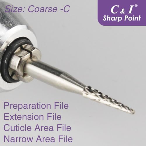 C & I Nail Drill Sharp-Point Bit Efile of Electric Nail Drill Machine Nail Techs Tool for Preparation, Extension or Cuticle Care (Fine -F)