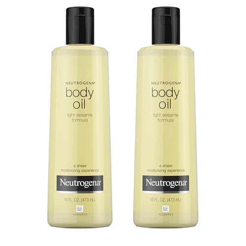 Neutrogena Body Oil Light Sesame Formula, Twin Pack of 16 fl oz, Radiant Glow Moisturizer for Dry Skin, Bath & Shower Oil For Smooth and Hydrated Skin