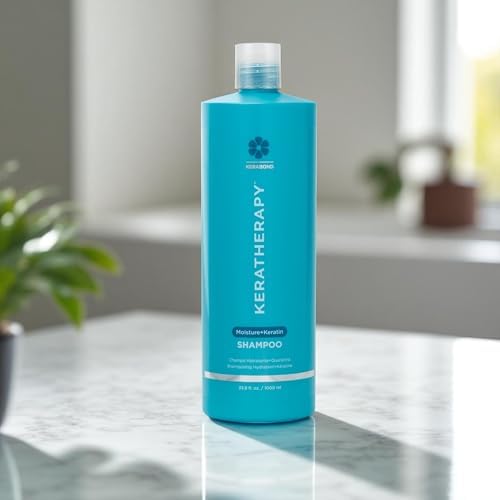 KERATHERAPY Keratin Infused Moisture Shampoo, 33.8 fl. oz., 1000 ml - Anti Frizz Moisture Shampoo for Oily Scalp and Dry Ends - Kerabond Technology, Aloe Vera, & Willow Bark - Sulfate & Paraben Free