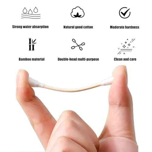 Thick Cotton Swabs,XL Size Natural Bamboo Cotton Buds,Precision & Round Tip 252pcs