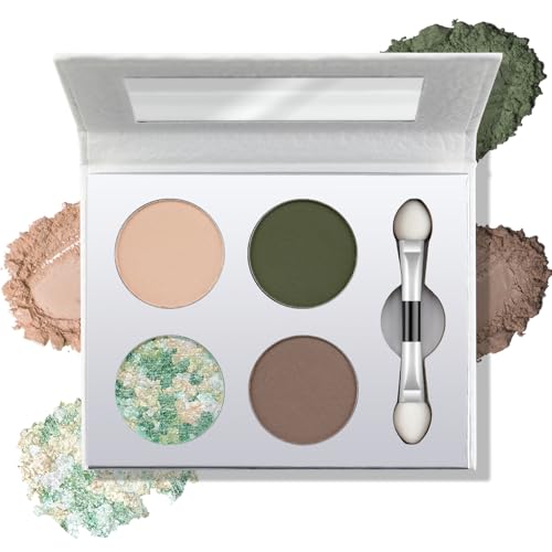 Color Nymph Olive Green Eyeshadow Palette with Matte & Holographic Finishes