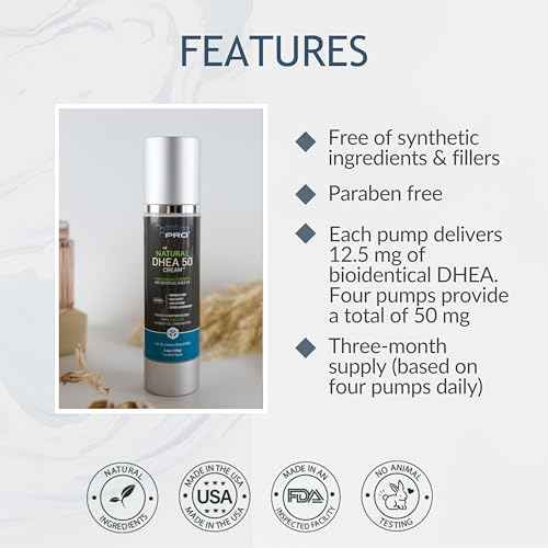 BIOLABS PRO Dhea Cream - Bioidentical Natural Dhea for Women Or Men - 50mg Per Dose - Three Month Supply - Luxury Bottle - 3.6oz