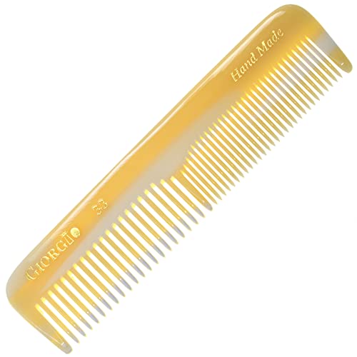 Giorgio G33 FineTooth and WideTooth Pocket Comb - Handmade Styling and Grooming Comb for Men's and Women's Hair, Beard, and Mustache, Saw Cut and Polished Travel Comb