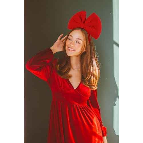 WOVOWOVO Extra Large Bow Headband for Women Girls Big Bow Hairband Cute Red Bow Head Band Mouse Ear Hair Band Accessory