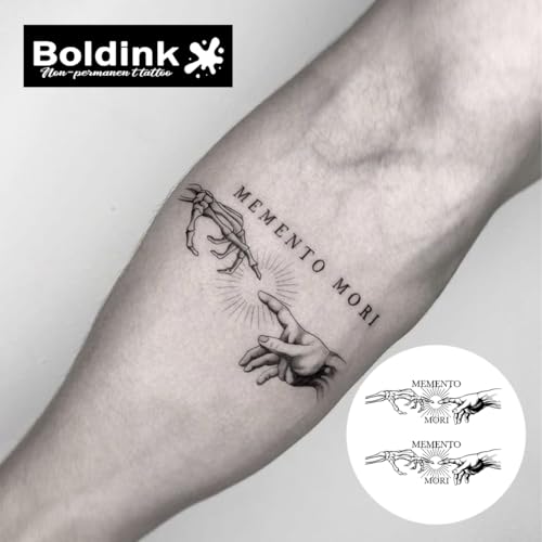 Temporary Tattoos,Semi Permanent Tattoos,15 Days Long Lasting Tattoo Stickers,Waterproof and Anti-reflective,Unique Design(Memento Mori Hand)
