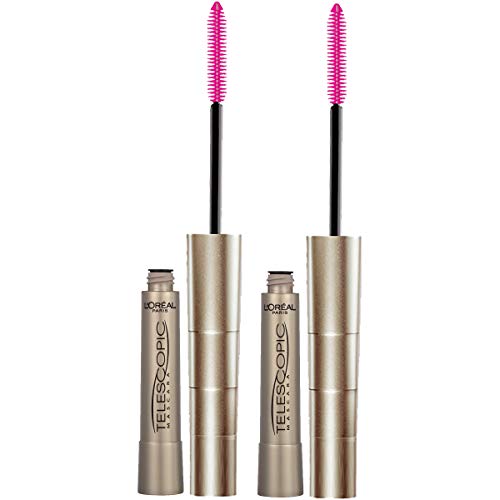 L'Oreal Paris Original Telescopic Lengthening Mascara, Washable Black 0.27 Fl Oz (Pack of 2)