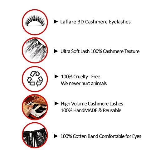 Laflare 3D Cashmere Eyelashes - 3 Pack Bundle, Reusable