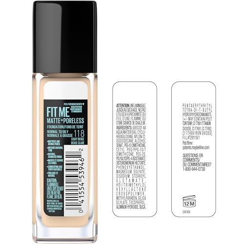 Maybelline Fit Me Matte + Poreless Liquid Oil-Free Foundation Makeup, Soft Sand, 1 Count (Packaging May Vary)