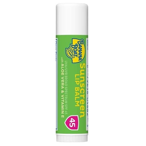 Banana Boat Aloe Vera with Vitamin E Sunscreen Lip Balm, SPF 45, 0.15 Ounces each (Value Pack of 3)