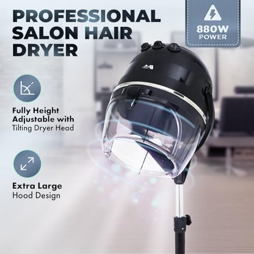 Buy-Rite 880W Adjustable Hooded Salon Hair Dryer with Timer