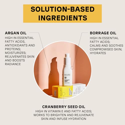 Acure Brightening Glowing Serum - Revitalize & Hydrate Face & Neck - Argan Oil, Pumpkin & Cranberry - Antioxidant Protection for All Skin Types- All Natural Hydrating Formula - 100% Vegan, 1 Fl Oz