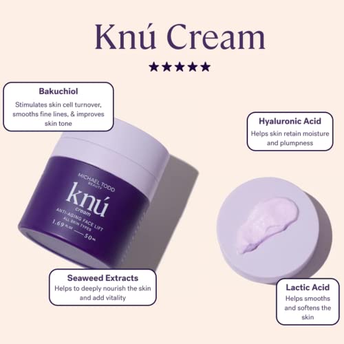 MICHAEL TODD Beauty KNU Cream ? Face Lifting, Brightening & Tightening Cream ? For Moisturizing & Rejuvenating ? With Bakuchiol, Peptides & Snail Secretion ? For All Skin Types ? 1.68 fl oz/50 mL
