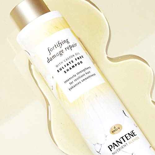 Pantene Sulfate Free Shampoo with Castor Oil, Nutrient Blends Fortifying Damage Repair, 9.6 fl oz, Pack of 4