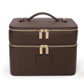 Large Makeup Bag Duo Vanity Case for Women Leather Makeup Case Travel Toiletry Bag Portable Double Layer Cosmetic Bag