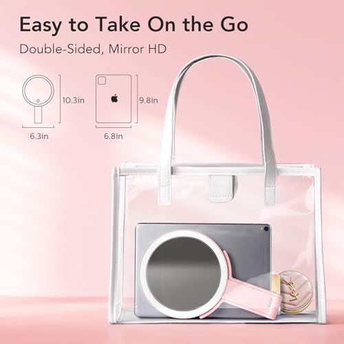 LitBear Travel Makeup Mirror with LED Lights, 10X/1X Magnification