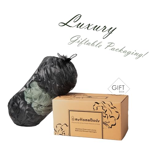 myHomeBody 70g Loofah Sponge 3-Pack with Activated Charcoal
