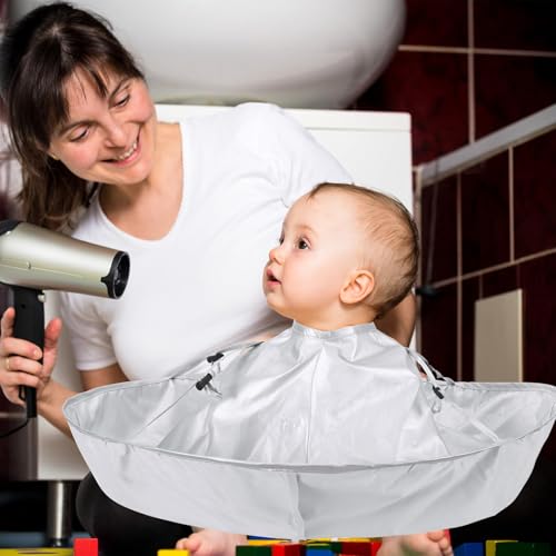 FEBSNOW Silver Haircut Cape Umbrella, Foldable Barber Cloak for Adults