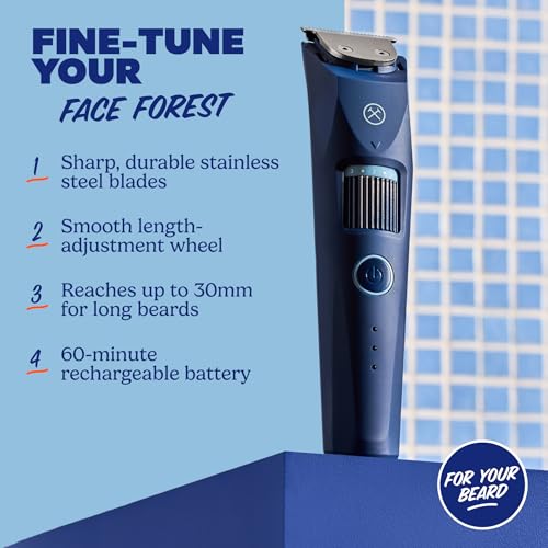 Dollar Shave Club Beard Trimmer with Adjustable Length Dial, Waterproof & Cordless