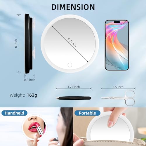 10X Lighted Magnifying Mirror with Suction Cups & Dimmable Light