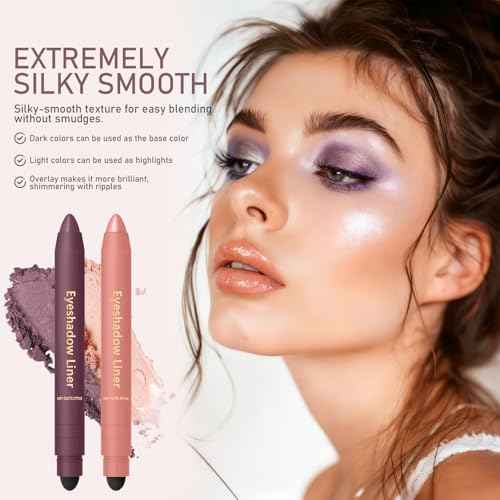 Freshlus Shadow Liner Duo - Shadow Liner 2-In-1 Eyeliner & Eyeshadow Plum, Waterproof & Smudge-Proof, All-Day Wear with Smudge Brush, Creamy Easy-Glide, For Effortless Smoky Or Natural Eye Makeup