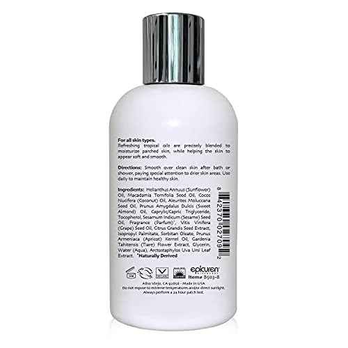 Epicuren Discovery Kukui Nut Coconut Massage & Body Oil, 8 oz.