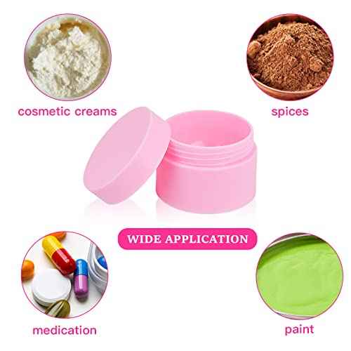 Plastic Containers Akamino White Plastic Lotion Jar with Inner Liners and Dome Lids for Make-up Cosmetic, Creams, Lotions, Refillable Travel Airtight Container Storage (1.25 Oz, 37 ML, 12 PCS, Pink)