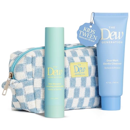 Dew-O Kit Kids Skin Care Set with Cleanser & Moisturizer | Skincare for Kids Face Wash + Travel Bag | Gentle Teen Skin Care