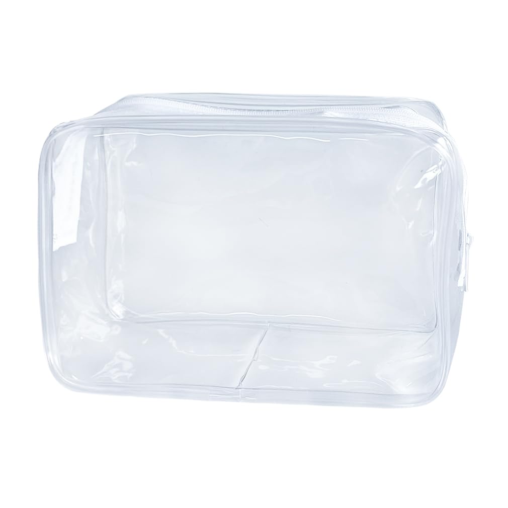 TotePrint Clear Small,Pvc Makeup Pouch Bag, 7"x2.3"x4.7" Size TSA Approved Toiletry Bag, Transparent Travel Bags for Toiletries, Clear Cosmetic Bag for Women and Men Small (transparent)