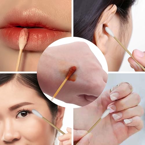 100 Pcs 6-Inch Bamboo Cotton Swabs for Cleaning, Makeup, Pet & Jewelry Care