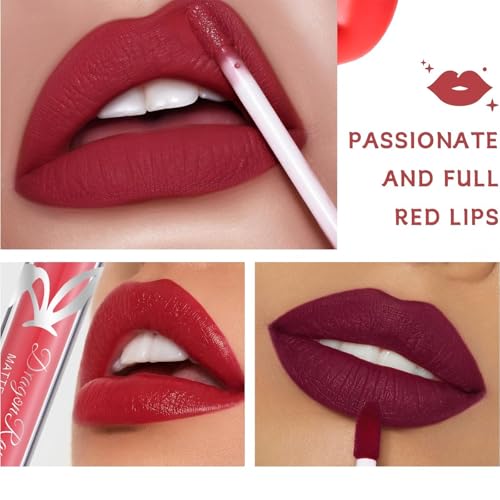 6-Piece Matte Red Liquid Lipstick Set - Waterproof & Long-Lasting