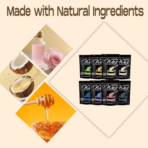 800g/1.76lb Wax Beads 8 Packs,Hard Wax Beads with 8 Go-To Scents - Wax Beads for Brazilian Bikini & Coarse/Stubborn Hair Removal, Hard Wax for Body, Face,Legs At-Home Waxing