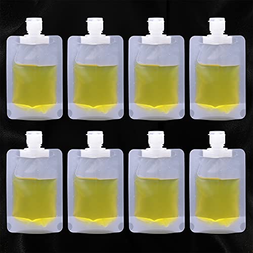 RIIEYOCA 8 Piece Portable Fluid Packing Bag,Refillable Travel Pouches Clear Plastic Empty Packaging bag,for Shampoo/Shower Gel/Hand Sanitizer/Cosmetic Divide Bag(100ml)