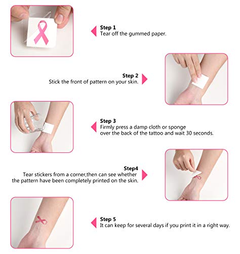 192 Pink Ribbon Breast Cancer Awareness Temporary Tattoos