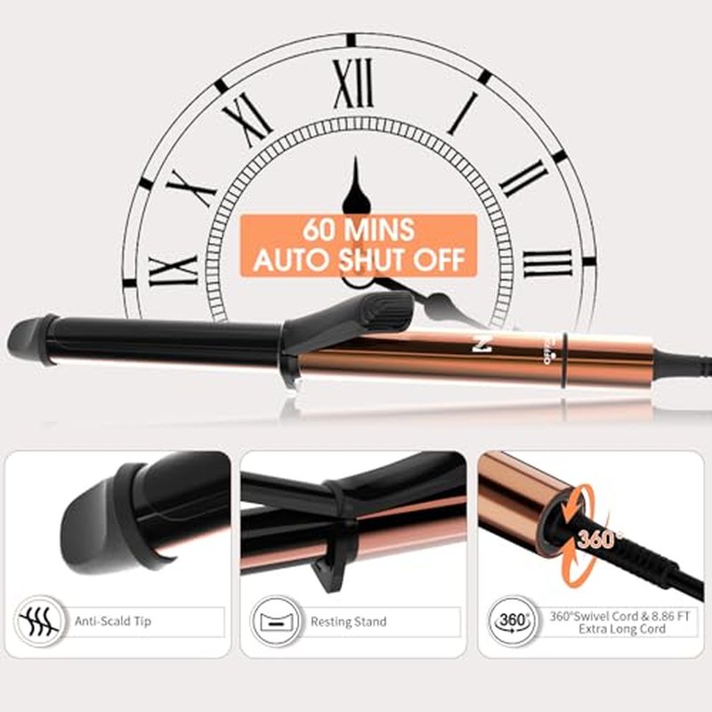 Nicebay 1-Inch Curling Iron with Ceramic Coating - Fast Heating & Auto Shut Off