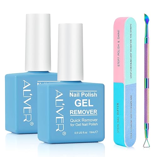 ATOANY Gel Nail Polish Remover 2 pack with Nail File & Nail Polish Scraper, Professional Gel Polish Remover for Nails, Easily & Quickly Remove Nail Polish in 3-5 Minutes, Doesn't Hurt Nails