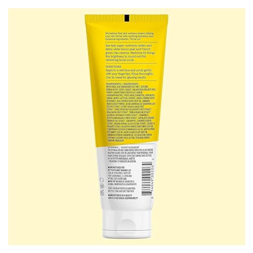 Acure Brightening Facial Scrub for a Youthful, Brighter, Radiant Complexion | With Sea Kelp & French Green Clay, 4 Fl Oz