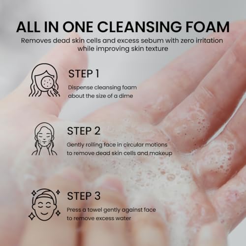 Liposome Daily Cleansing Foam, Gentle Exfoliation for Sensitive Skin with Centella Asiatica TECA, Deep Pore & Makeup Cleanser, Korean Skincare for Trouble Care (4.05 fl. oz, 120ml)