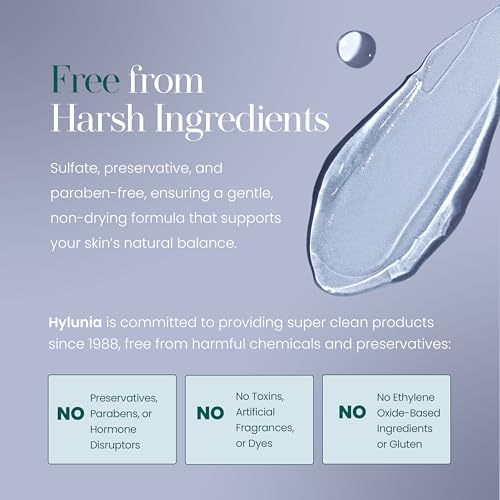 Hylunia Facial Cleansing Gel, Hydrating Cleanser & Makeup Remover w/Hyaluronic Acid, Organic Lavender & Plant Extracts. Deep Cleans, Balances Skin, Soothes Acne-Prone Skin. Sulfate Free. 5.1 fl. oz.