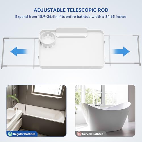 Expandable Bathtub Tray with Cup Holders & Phone Stand