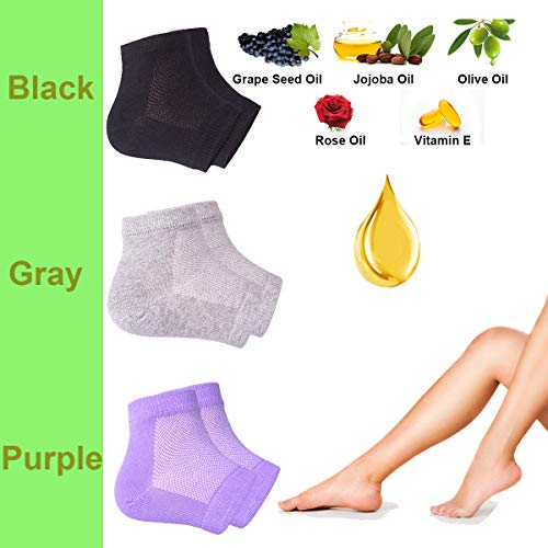 Exptolii Moisturizing Gel Heel Socks - 3 Pairs Toeless Spa