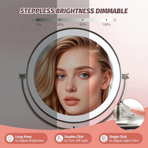 9" Lighted Makeup Mirror 1X/20X Magnification Rechargeable