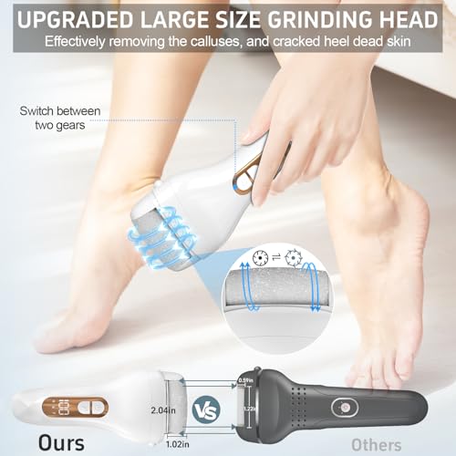 Electric Callus Remover for Feet,Rechargeable Electronic Foot File Pedicure Tools,Professional Waterproof Foot Scrubber File,Portable Pedi Feet Care for Cracked Heels &Dead Skin with LCD Display