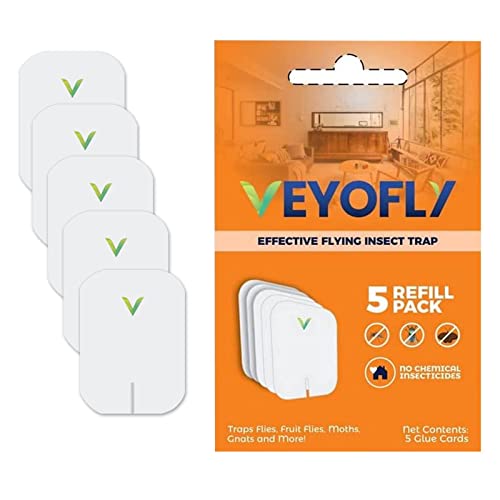 VEYOFLY Fly Trap Indoor Refill, Fruit Fly Traps for Indoors, Gnat Traps for House Indoor, Fly Catcher Indoor, Fly Trap, Plug in Catch for Fruit Flies, Moths, Gnats, Mosquito Trap (Pack of 5 Refills)