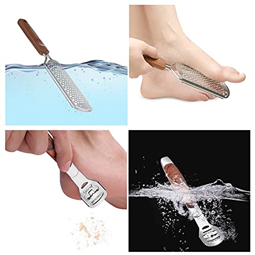 2-Pack Pedicure Kit - Stainless Steel Foot Rasp & Wood Callus Shaver Set