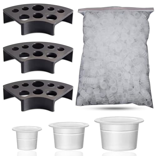 Emalla 303Pcs Tattoo Ink Caps Kit with 3 Holders