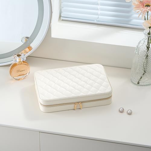 Lolalet Travel Jewelry Case with Mirror & Storage Bag, Large
