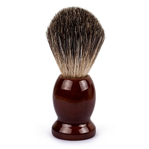 QSHAVE 100% Best Original Pure Badger Hair Shaving Brush Handmade. Real Wood Base. Perfect for Wet Shave, Safety Razor, Double Edge Razor