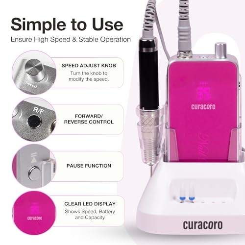 Curacoro Professional Nail Drill 35000RPM with Brushless Motor