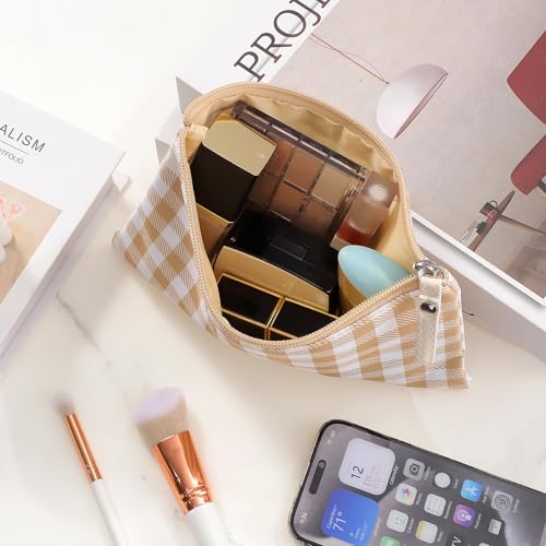 Gingham Makeup Bags - 2 Pack Green Checkered Cosmetic Pouch